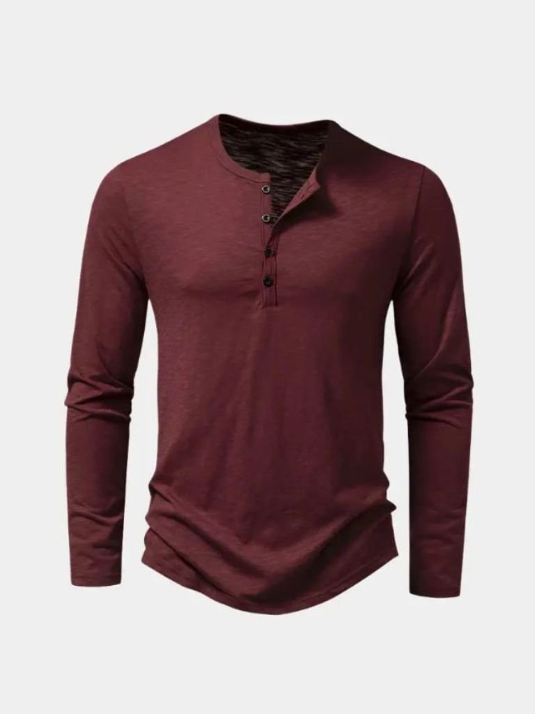 Casual Henley Neck Long Sleeve T-Shirt