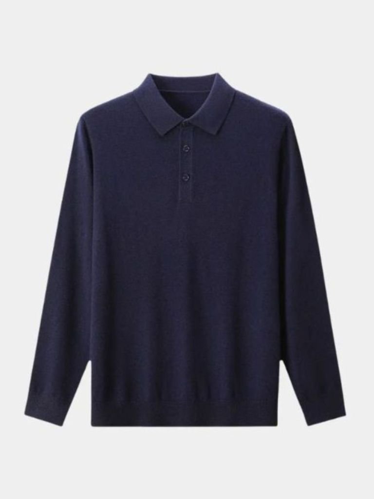 Wool Knit Button Up Polo Pullover