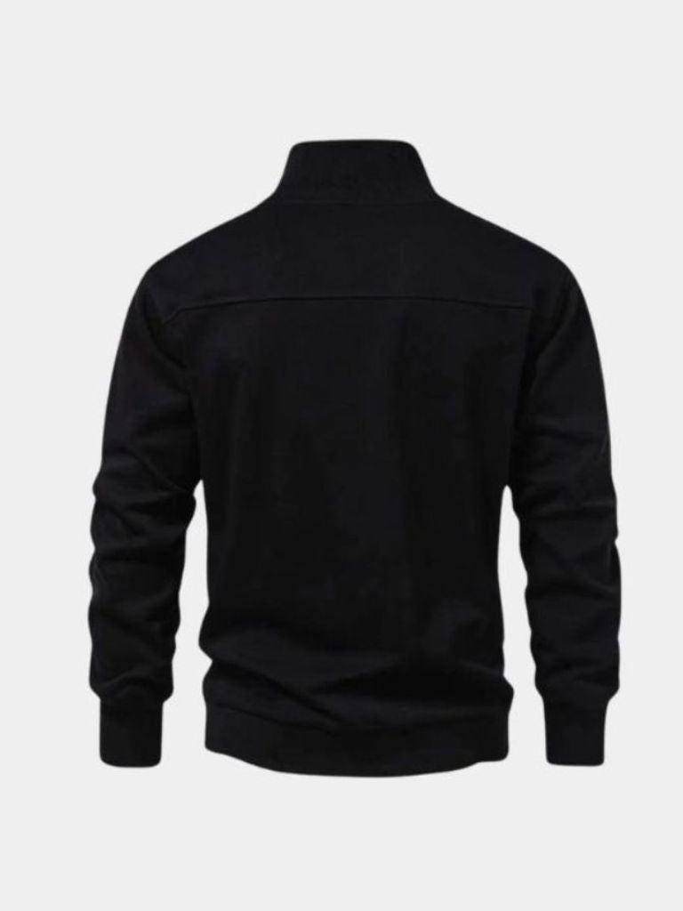 Zip Black Lapel Sports Hoodie Sweatshirt