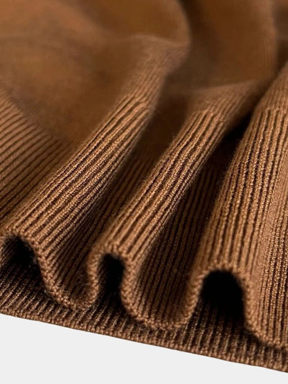 100% Wool Knit V Neck Turndown  Pullover Sweater