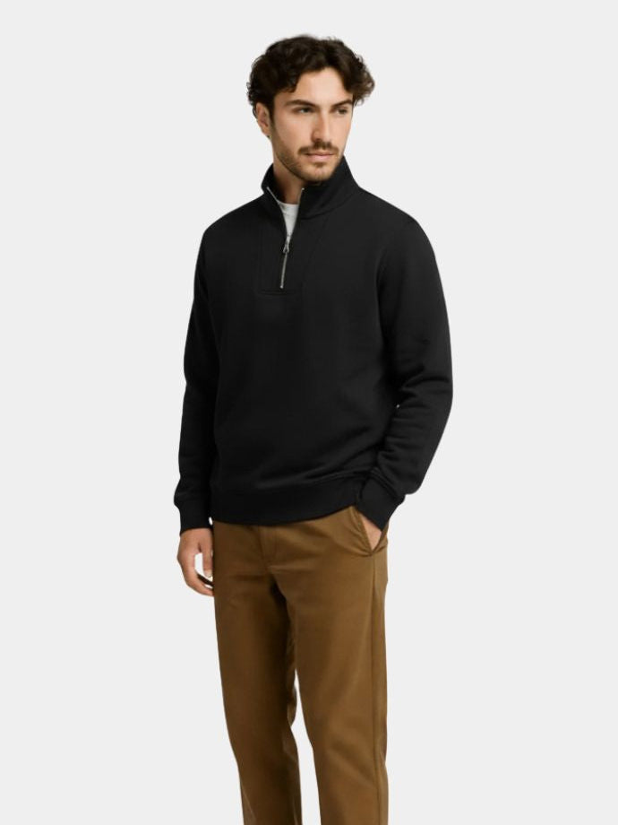 Zip Black Lapel Sports Hoodie Sweatshirt