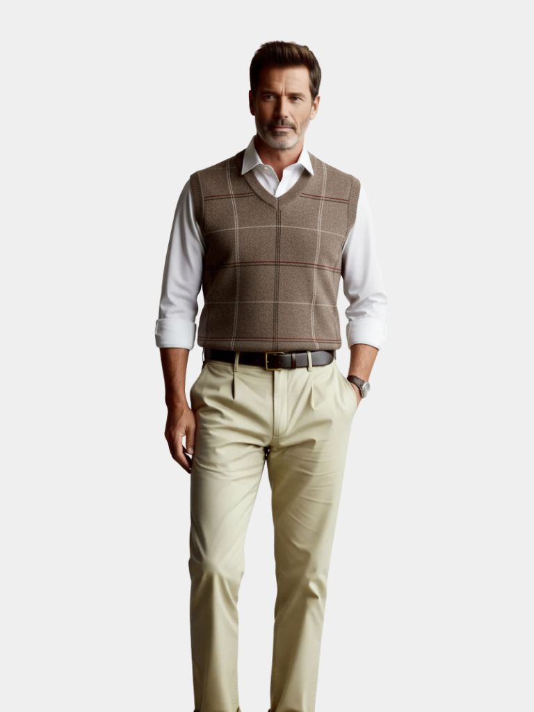 Academic Checkered Kinit Vest