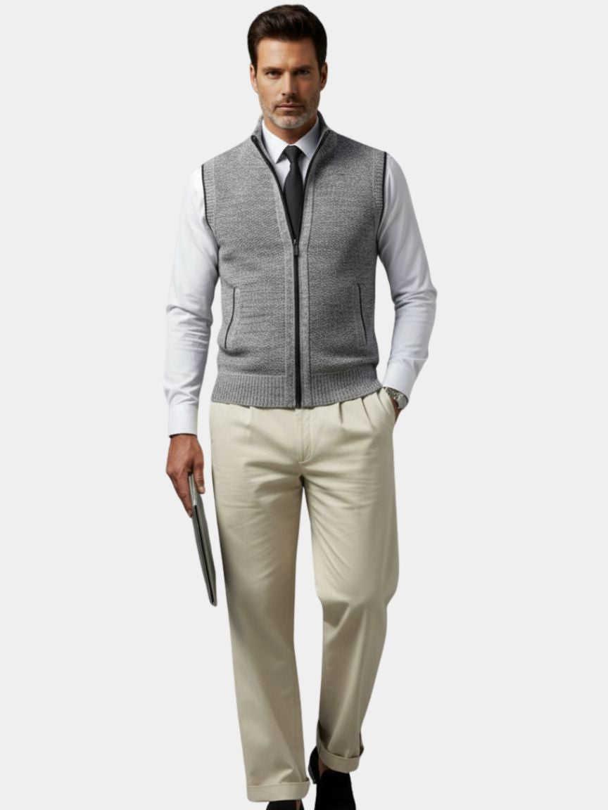 Elegant Full-Zip Sweater Vest