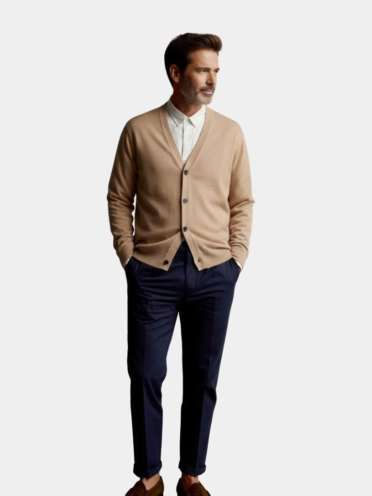 100% Merino Wool V Neck Knitwear Cardigan Sweater