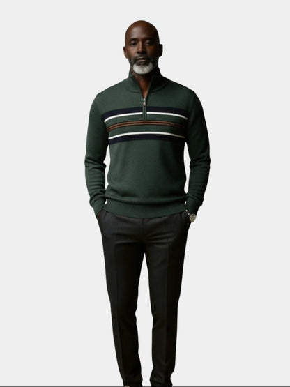 Knit Striped Quarter-Zip Jumper Sweater