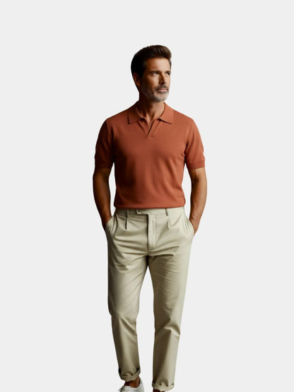 Casual Buttonless Knit Polo Shirt