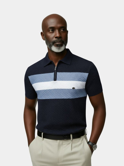 Classic Fit Quarter Zip Business Casual Short Sleeves Polo