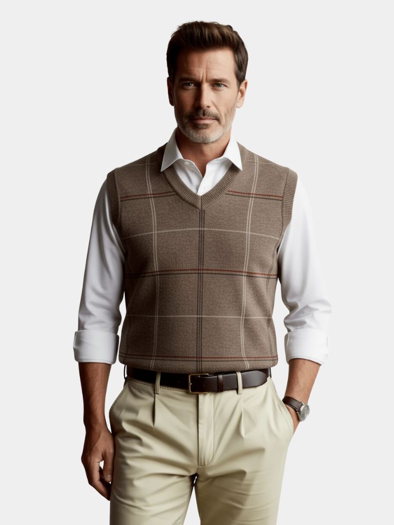 Academic Checkered Kinit Vest