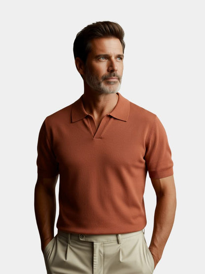 Casual Buttonless Knit Polo Shirt
