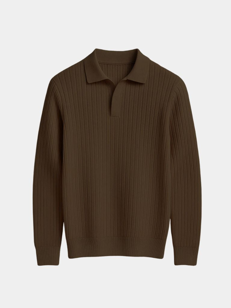 Elegant Open Collar Long Sleeve Polo