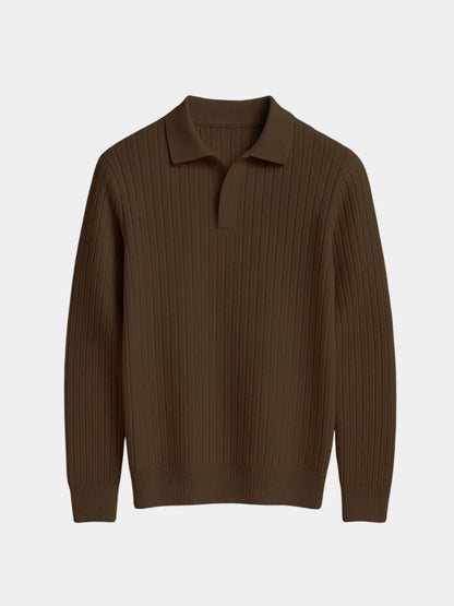 Elegant Open Collar Long Sleeve Polo