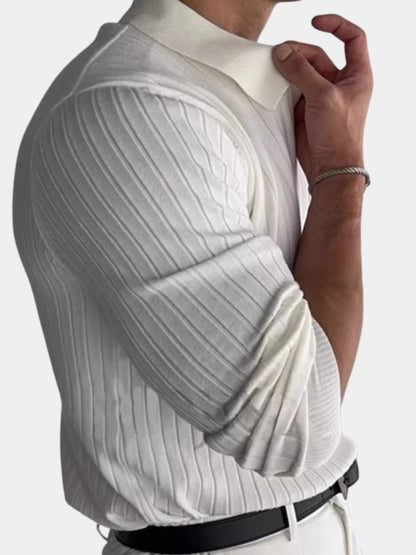 Elegant Open Collar Long Sleeve Polo