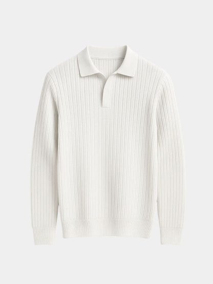 Elegant Open Collar Long Sleeve Polo