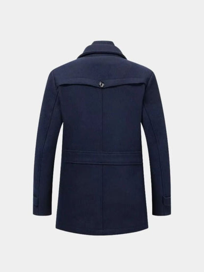 Aristocratic Black Wool Overcoat