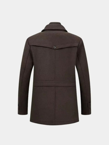 Aristocratic Black Wool Overcoat