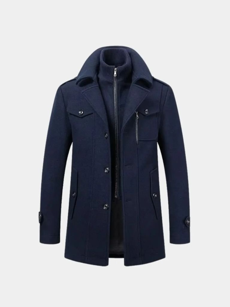 Aristocratic Black Wool Overcoat