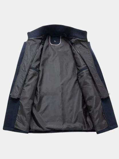 Aristocratic Black Wool Overcoat