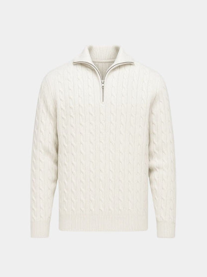Premium Cable-Knit Zip Neck Sweater