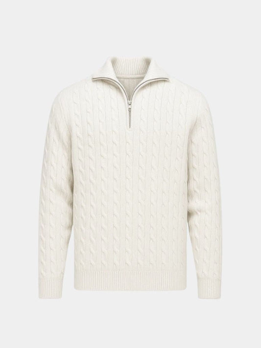 Premium Cable-Knit Zip Neck Sweater