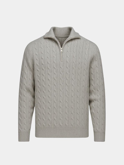 Premium Cable-Knit Zip Neck Sweater