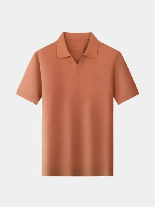 Casual Buttonless Knit Polo Shirt
