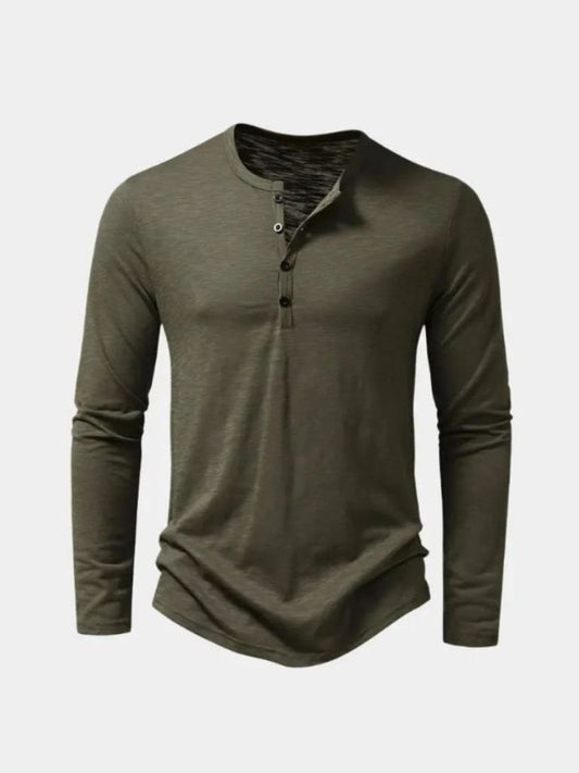 Casual Henley Neck Long Sleeve T-Shirt