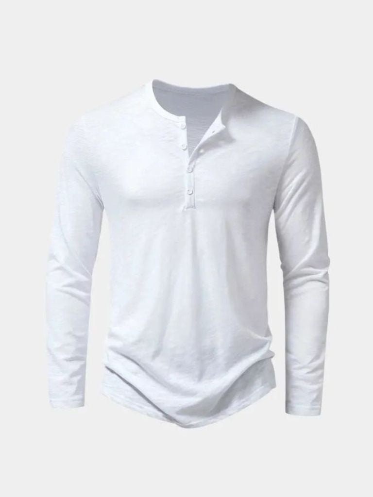 Casual Henley Neck Long Sleeve T-Shirt