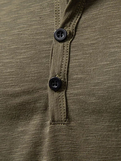 Casual Henley Neck Long Sleeve T-Shirt