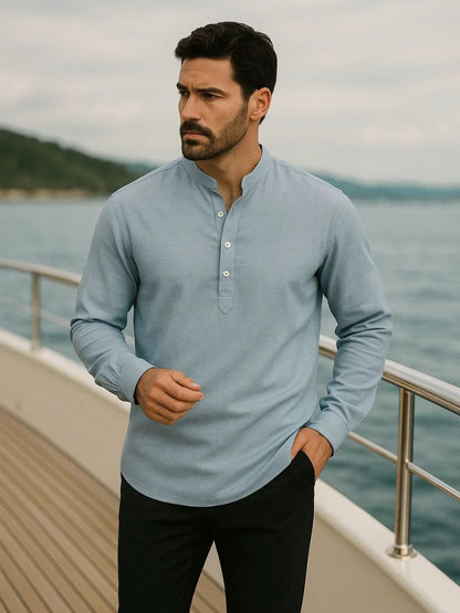 Casual Henley Neck Long Sleeve T-Shirt