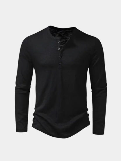 Casual Henley Neck Long Sleeve T-Shirt