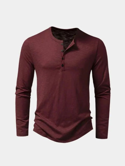 Casual Henley Neck Long Sleeve T-Shirt