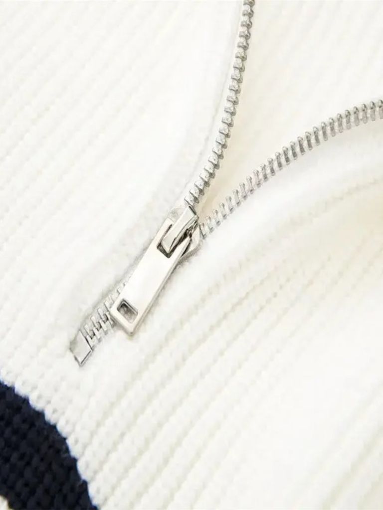 Casual Striped Zip Up Sweater