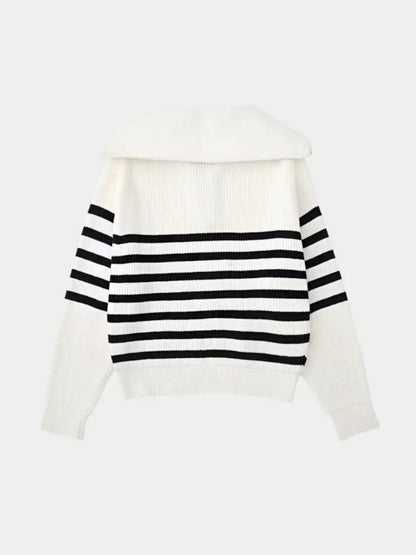 Casual Striped Zip Up Sweater