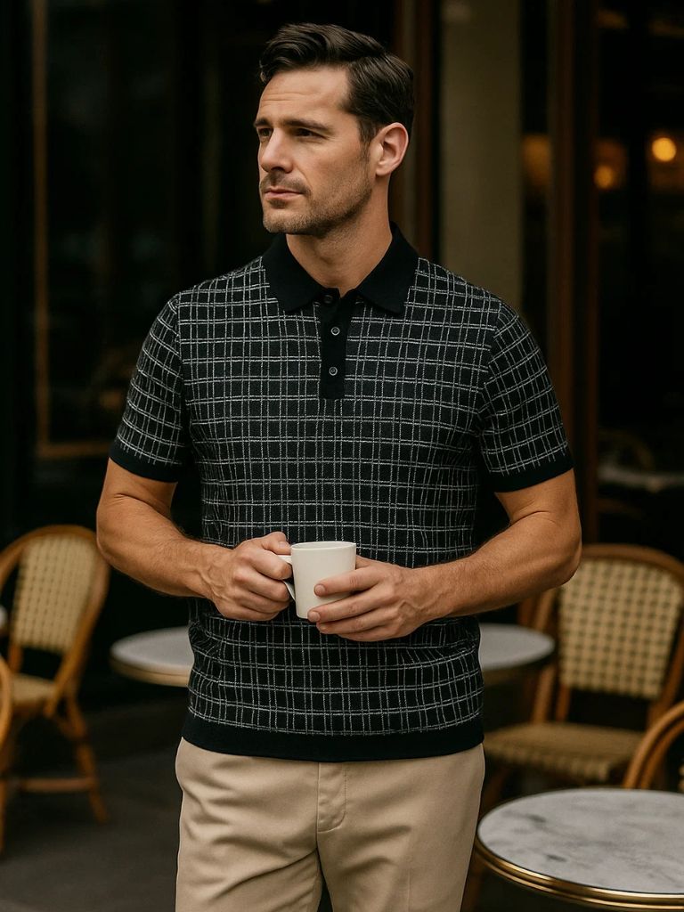 Classic Noir Knit Polo Shirt