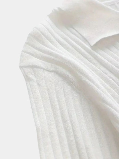 Elegant Open Collar Long Sleeve Polo