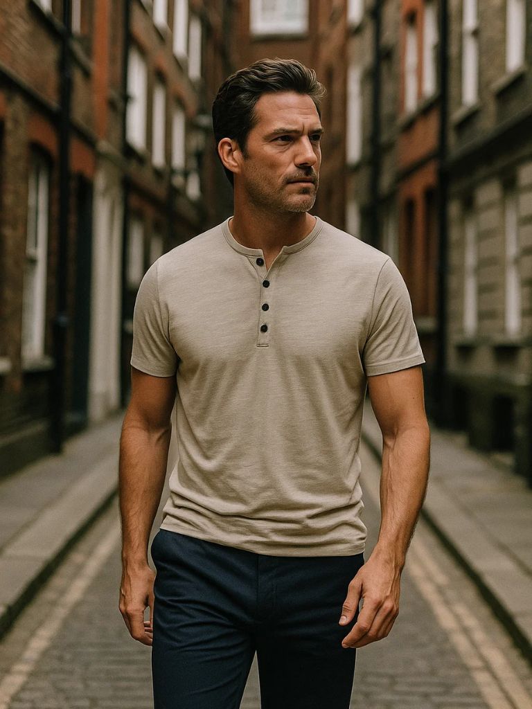 Essential Casual Henley Neck T-Shirt - Berlin Standard