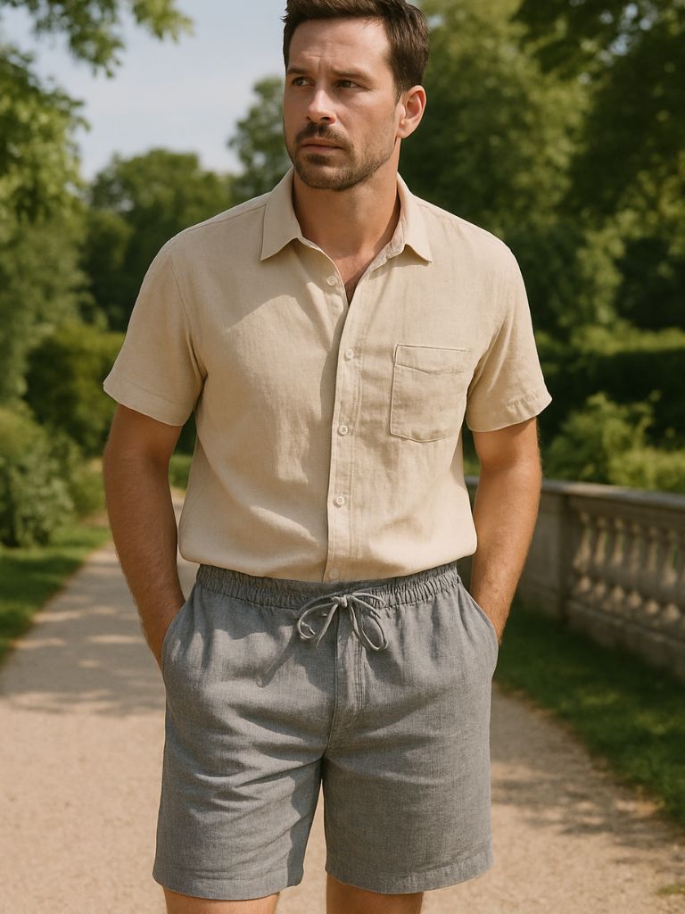 Gris Mariner Linen Shorts