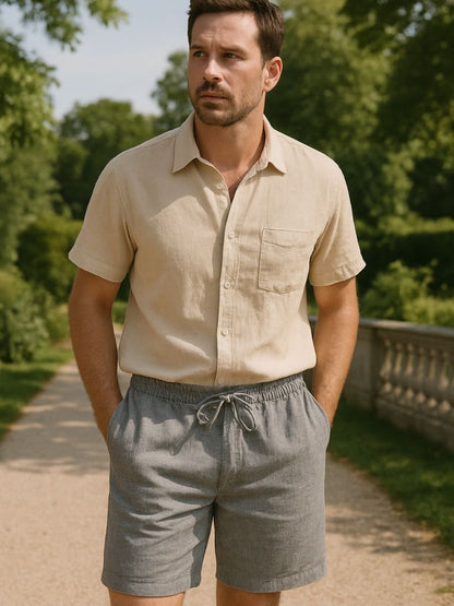 Gris Mariner Linen Shorts