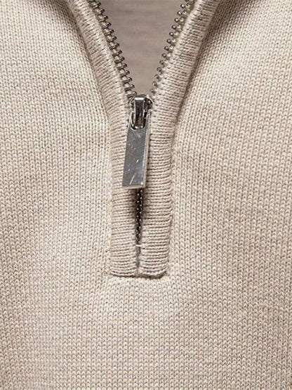 Half Zip Knitwear Solid Color Cardigan Sweater