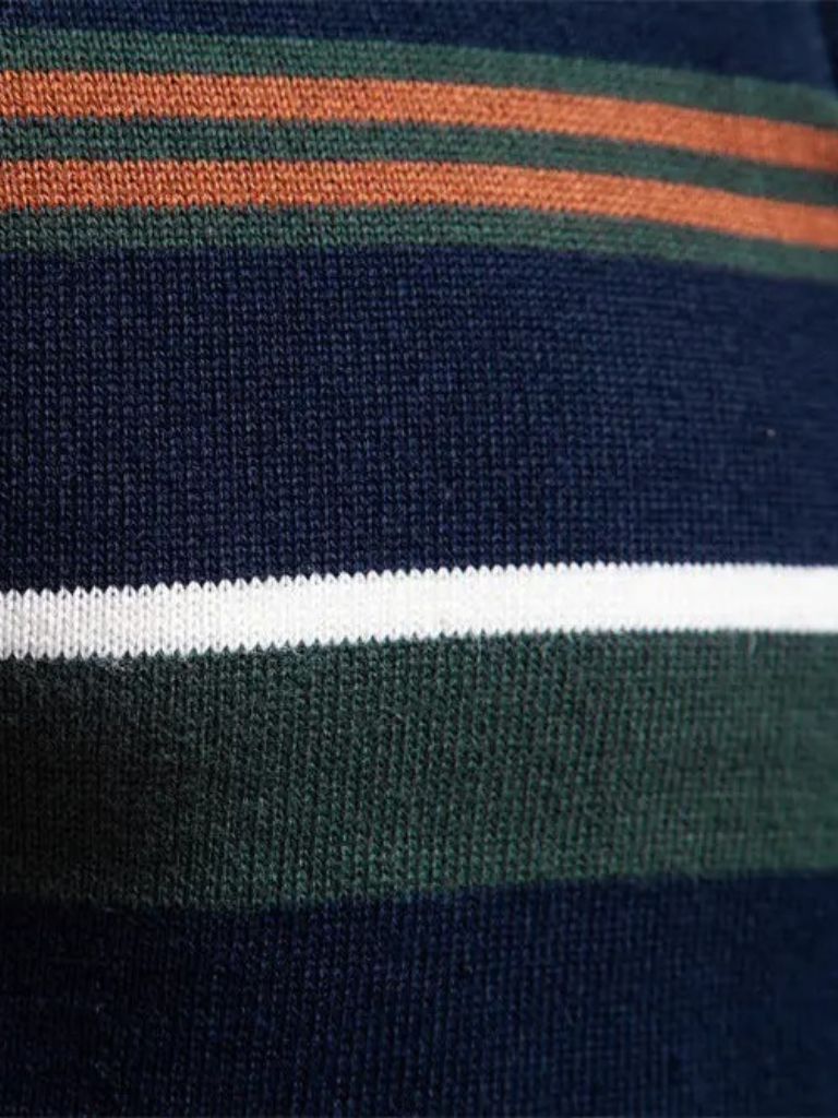 Knit Striped Quarter-Zip Jumper Sweater