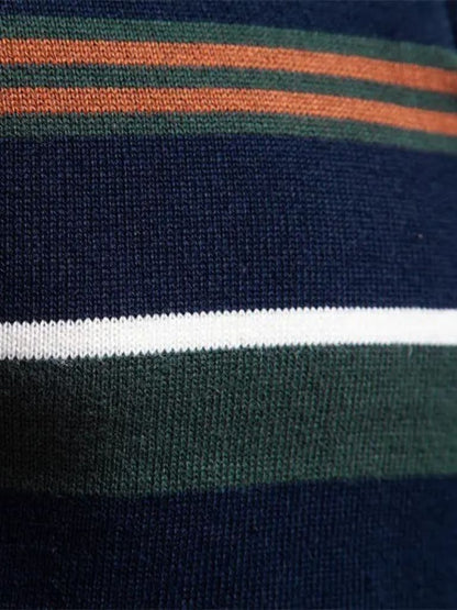 Knit Striped Quarter-Zip Jumper Sweater