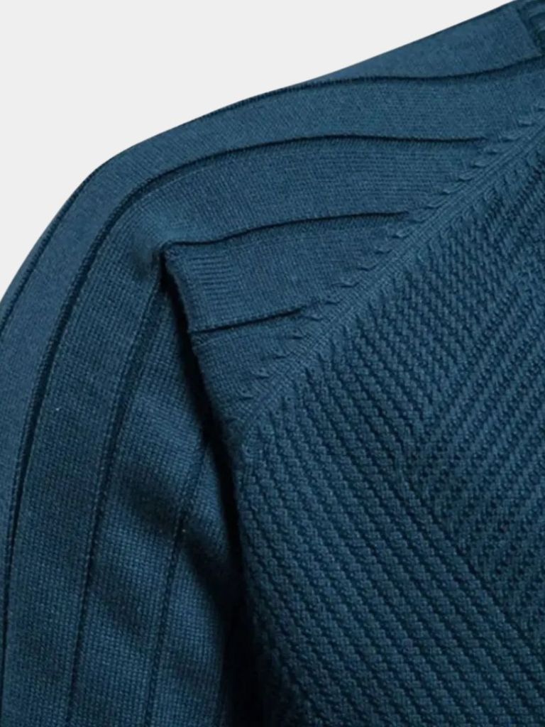 Knit Zipper Jacquard Solid Color Cardigan Sweater