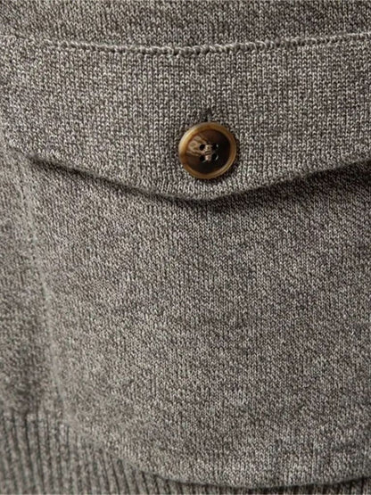 Knitted Stand Collar Cotton Cardigan