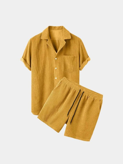 Minimalist Corduroy Set Shorts and Shirt
