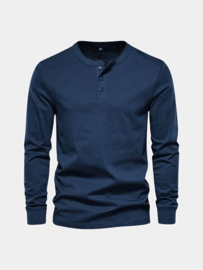 Minimalist Henley Neck Long Sleeve T-Shirt