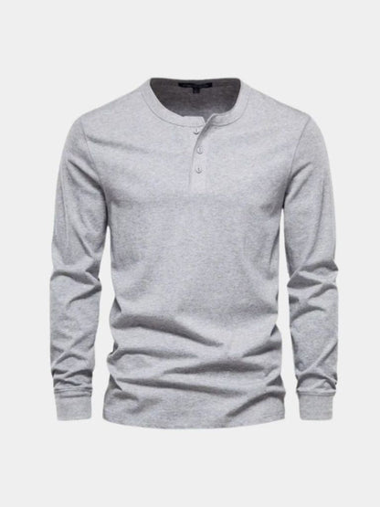 Minimalist Henley Neck Long Sleeve T-Shirt