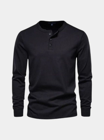 Minimalist Henley Neck Long Sleeve T-Shirt