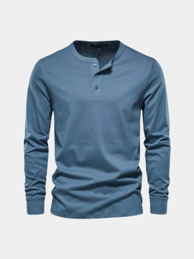 Minimalist Henley Neck Long Sleeve T-Shirt