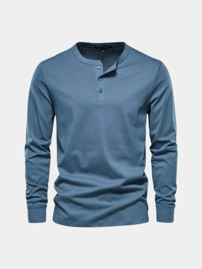 Minimalist Henley Neck Long Sleeve T-Shirt