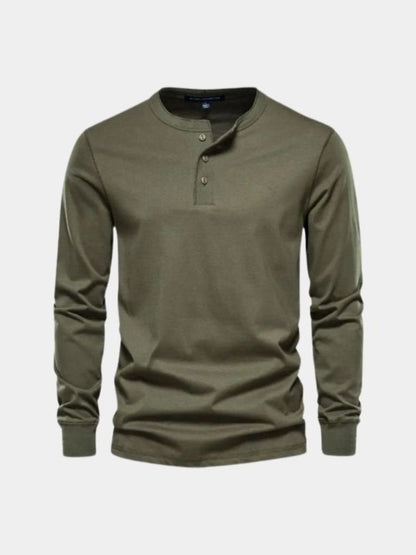 Minimalist Henley Neck Long Sleeve T-Shirt
